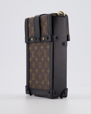 Louis Vuitton Brown Pochette Trunk Vertical Bag in Monogram Canvas & Black Calfskin Leather with Gold Hardware