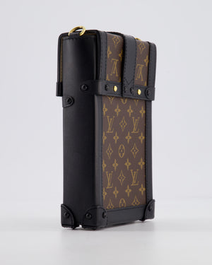 Louis Vuitton Brown Pochette Trunk Vertical Bag in Monogram Canvas & Black Calfskin Leather with Gold Hardware