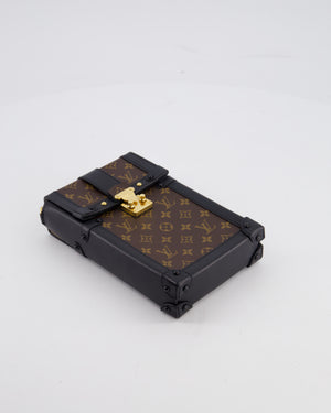 Louis Vuitton Brown Pochette Trunk Vertical Bag in Monogram Canvas & Black Calfskin Leather with Gold Hardware