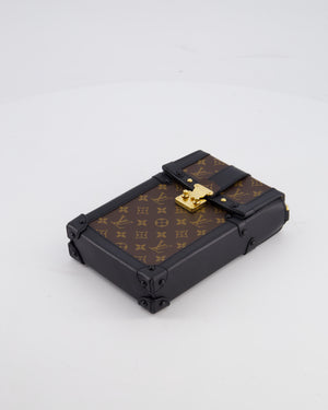 Louis Vuitton Brown Pochette Trunk Vertical Bag in Monogram Canvas & Black Calfskin Leather with Gold Hardware