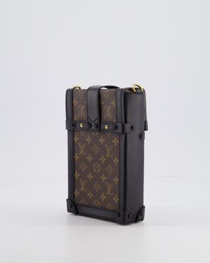 Louis Vuitton Brown Pochette Trunk Vertical Bag in Monogram Canvas & Black Calfskin Leather with Gold Hardware