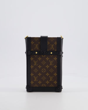 Louis Vuitton Brown Pochette Trunk Vertical Bag in Monogram Canvas & Black Calfskin Leather with Gold Hardware