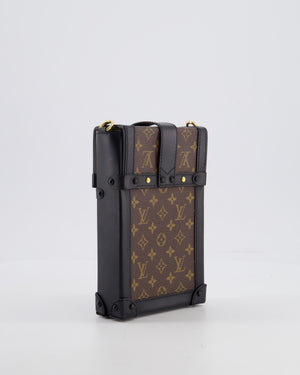 Louis Vuitton Brown Pochette Trunk Vertical Bag in Monogram Canvas & Black Calfskin Leather with Gold Hardware
