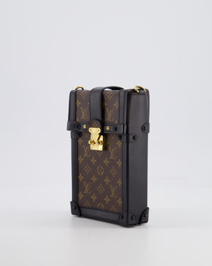 Louis Vuitton Brown Pochette Trunk Vertical Bag in Monogram Canvas & Black Calfskin Leather with Gold Hardware