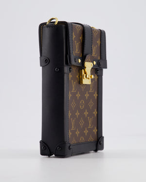 Louis Vuitton Brown Pochette Trunk Vertical Bag in Monogram Canvas & Black Calfskin Leather with Gold Hardware