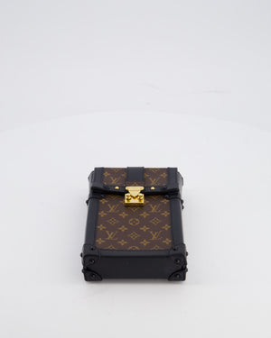 Louis Vuitton Brown Pochette Trunk Vertical Bag in Monogram Canvas & Black Calfskin Leather with Gold Hardware