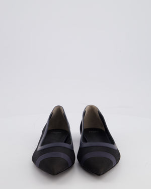 Fendi Black Mesh & Leather Pointed Toe Ballerina Shoes Size EU 37.5