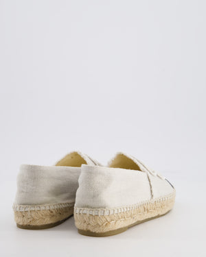 Chanel Cream and Black Canvas Espadrilles with CC Logo Size EU 38