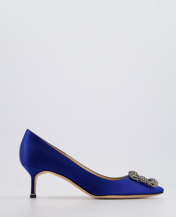Manolo Blahnik Cobalt Blue Satin Hangisi 50 Heels Size EU 37.5 RRP £1,035