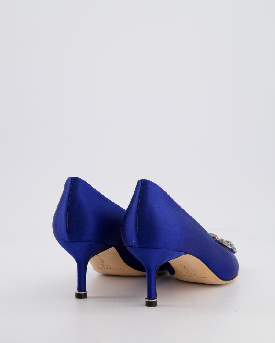 Manolo Blahnik Cobalt Blue Satin Hangisi 50 Heels Size EU 37.5 RRP £1,035