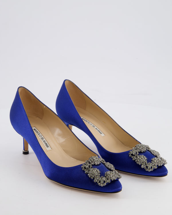 Manolo Blahnik Cobalt Blue Satin Hangisi 50 Heels Size EU 37.5 RRP £1,035