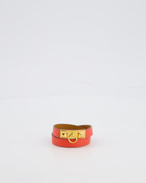 Hermès Double Tour Bracelet in Rose Jaipur Epsom Leather with Gold Hardware