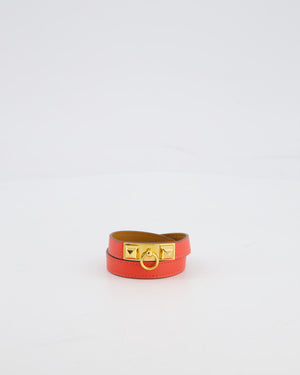 Hermès Double Tour Bracelet in Rose Jaipur Epsom Leather with Gold Hardware