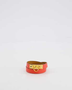 Hermès Double Tour Bracelet in Rose Jaipur Epsom Leather with Gold Hardware