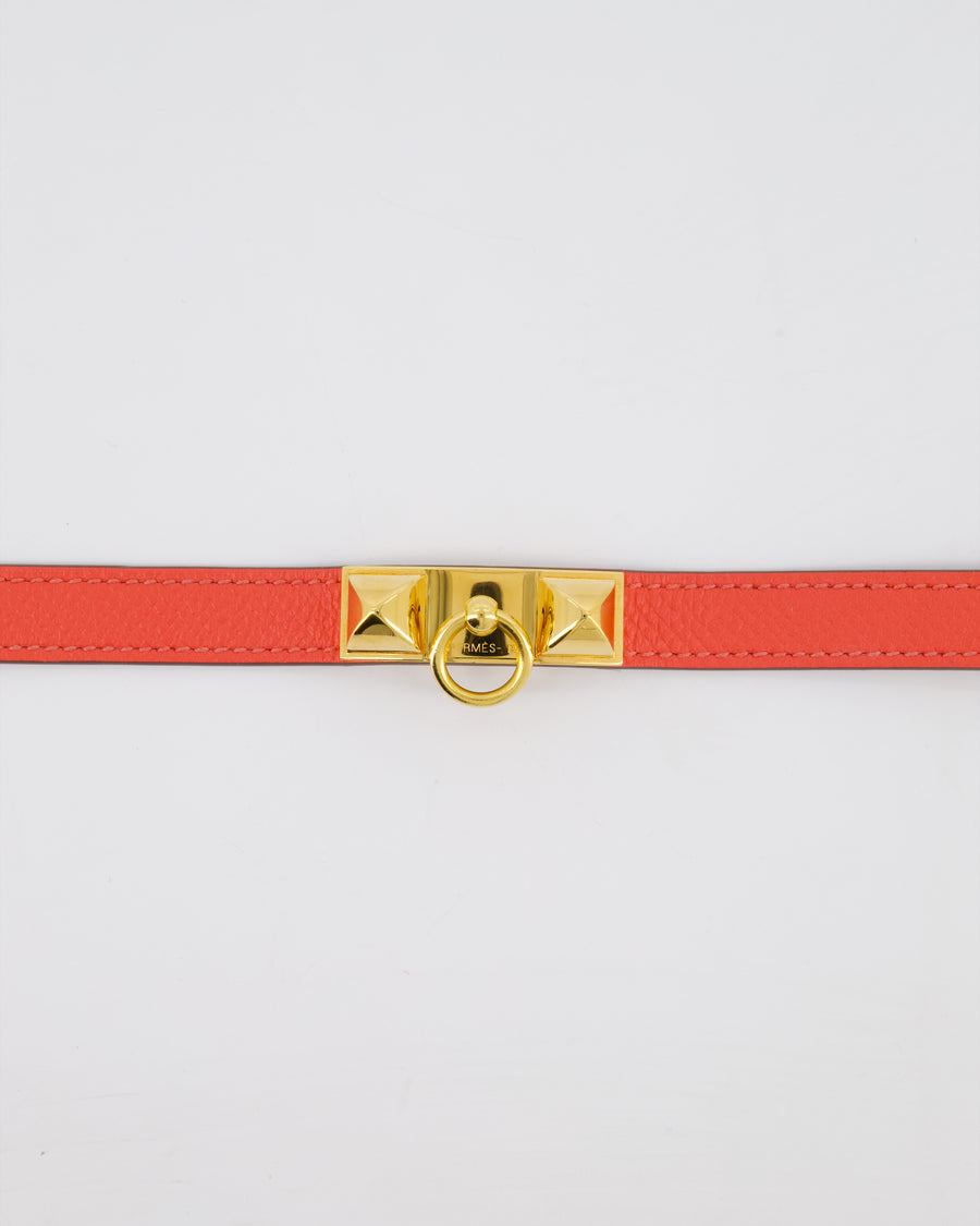 Hermès Double Tour Bracelet in Rose Jaipur Epsom Leather with Gold Hardware