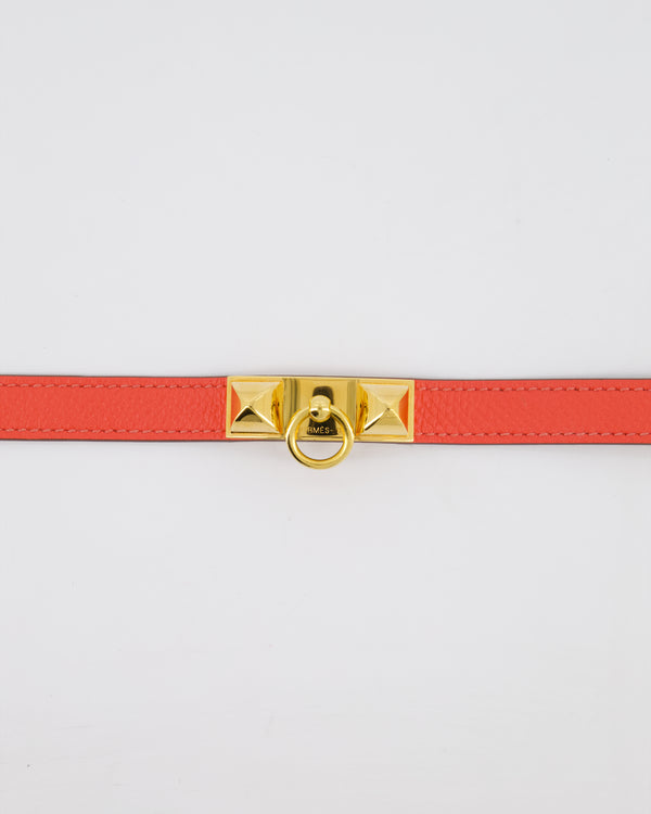 Hermès Double Tour Bracelet in Rose Jaipur Epsom Leather with Gold Hardware