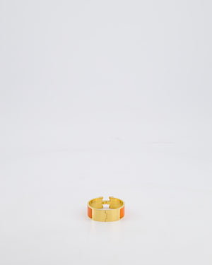 Hermes Large Clic H Bracelet in Orange Enamel with Gold Hardware