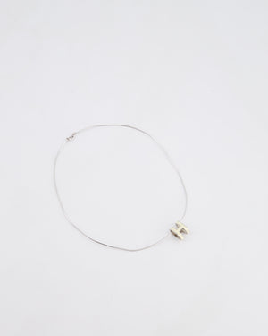 Hermès White Pop H Pendant Necklace with Palladium Hardware