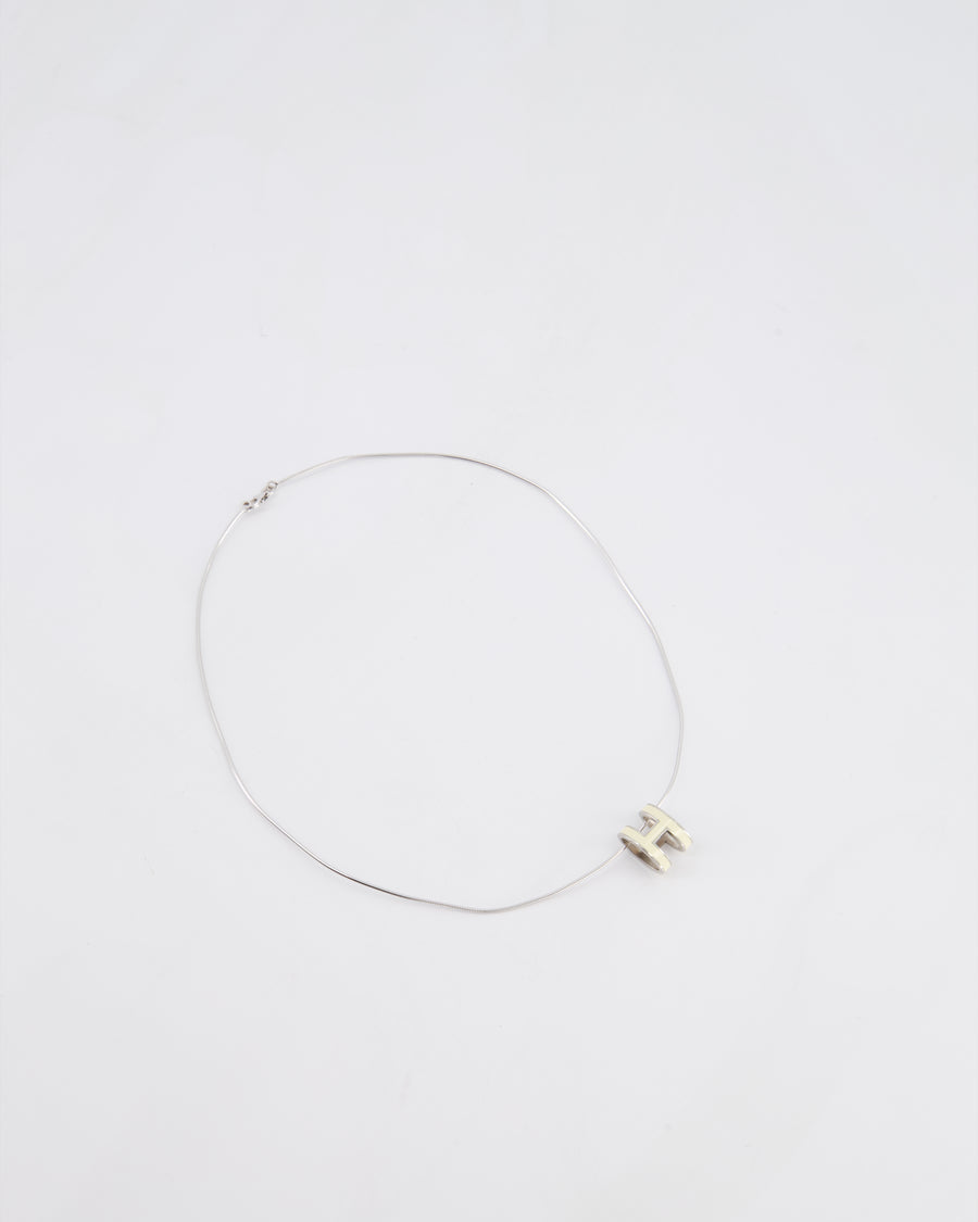 Hermès White Pop H Pendant Necklace with Palladium Hardware
