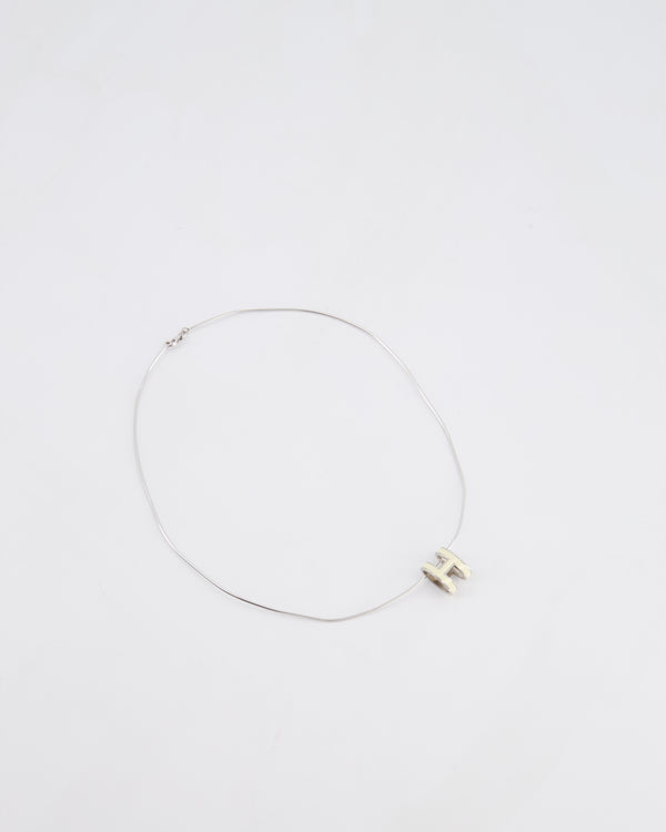 Hermès White Pop H Pendant Necklace with Palladium Hardware