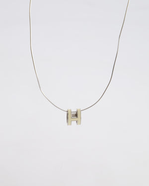 Hermès White Pop H Pendant Necklace with Palladium Hardware