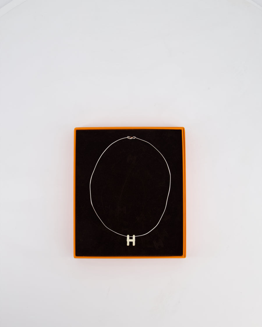 Hermès White Pop H Pendant Necklace with Palladium Hardware