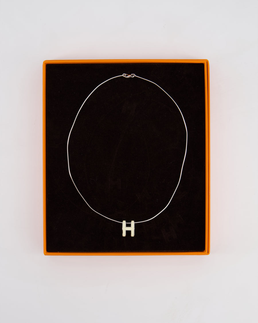 Hermès White Pop H Pendant Necklace with Palladium Hardware