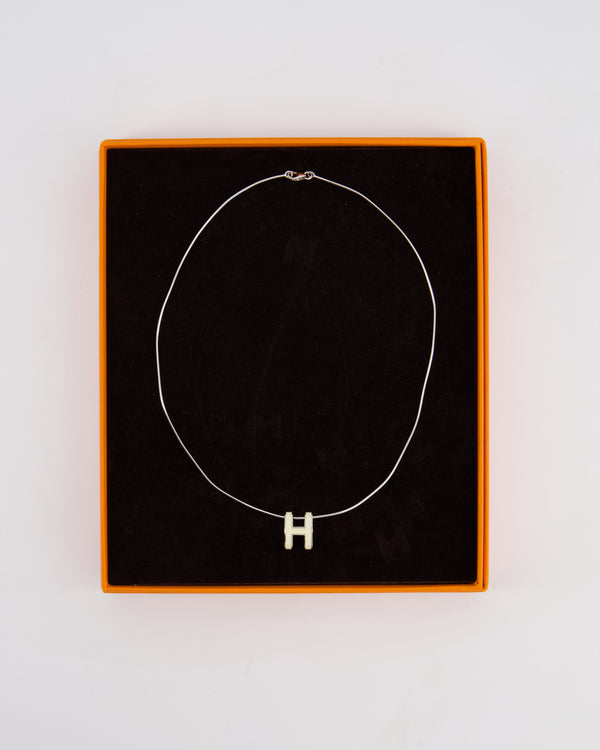 Hermès White Pop H Pendant Necklace with Palladium Hardware