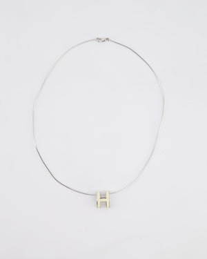 Hermès White Pop H Pendant Necklace with Palladium Hardware