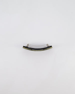 Chanel Black & White Hair Clip with Logo and Crystals