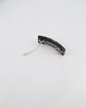 Chanel Black & White Hair Clip with Logo and Crystals