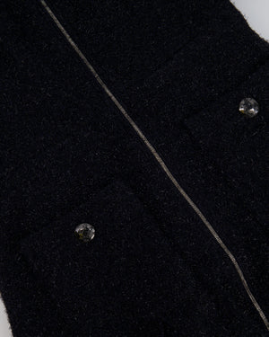 Chanel Black Shimmery Mini Dress with Silver Zip and Globe CC Buttons Detail Size FR 36 (UK 8)
