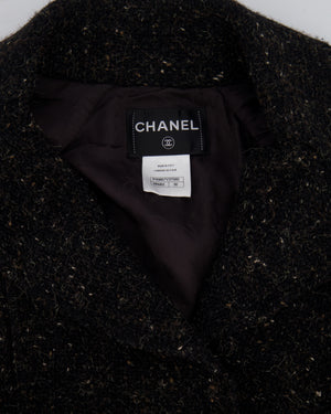 Chanel Black Wool Long Coat with Silver Lion Buttons Detail Size FR 36 (UK 8)