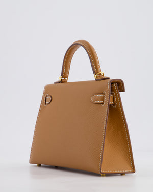 Hermes Mini Kelly II 20 Bag in Gold Epsom Leather with Gold Hardware