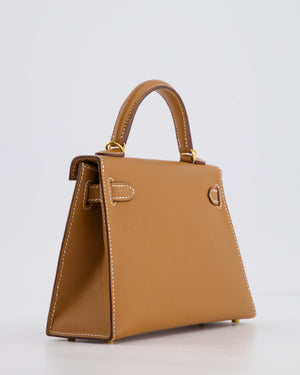 Hermes Mini Kelly II 20 Bag in Gold Epsom Leather with Gold Hardware