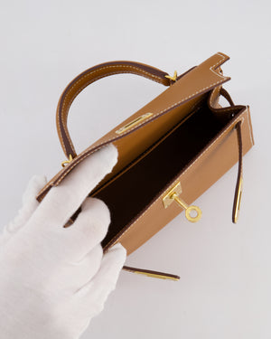 Hermes Mini Kelly II 20 Bag in Gold Epsom Leather with Gold Hardware