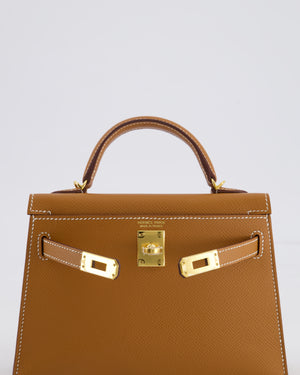 Hermes Mini Kelly II 20 Bag in Gold Epsom Leather with Gold Hardware
