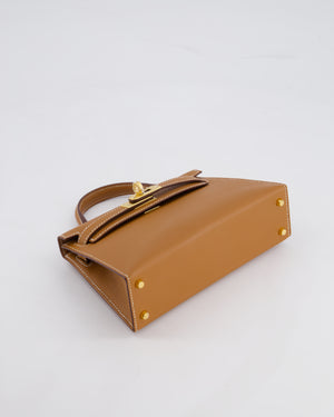 Hermes Mini Kelly II 20 Bag in Gold Epsom Leather with Gold Hardware