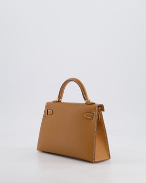 Hermes Mini Kelly II 20 Bag in Gold Epsom Leather with Gold Hardware