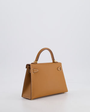 Hermes Mini Kelly II 20 Bag in Gold Epsom Leather with Gold Hardware