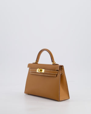 Hermes Mini Kelly II 20 Bag in Gold Epsom Leather with Gold Hardware