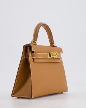 Hermes Mini Kelly II 20 Bag in Gold Epsom Leather with Gold Hardware