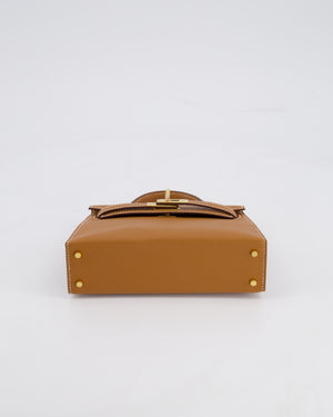 Hermes Mini Kelly II 20 Bag in Gold Epsom Leather with Gold Hardware
