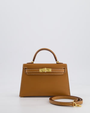Hermes Mini Kelly II 20 Bag in Gold Epsom Leather with Gold Hardware