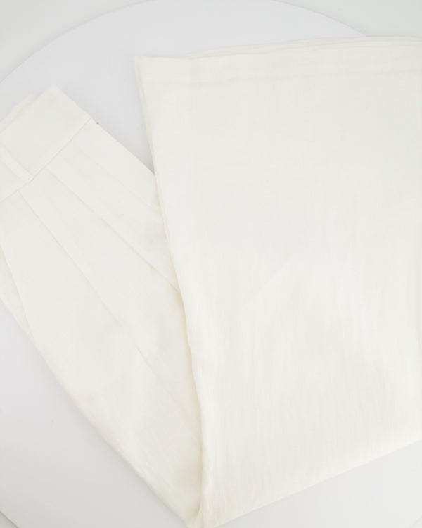 Zimmermann White Linen Wide Leg Trousers Size 0P (UK 6)