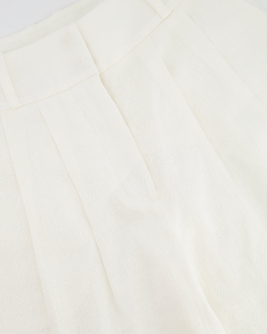 Zimmermann White Linen Wide Leg Trousers Size 0P (UK 6)