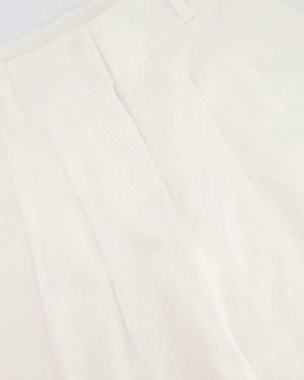 Zimmermann White Linen Wide Leg Trousers Size 0P (UK 6)