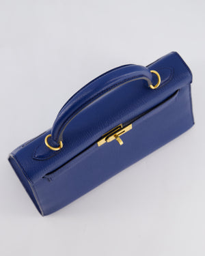 Hermès HSS Kelly 25 Sellier Verso Bag in Bleu Encre Chèvre Mysore Leather & Rose Mexico Interior with Brushed Gold Hardware