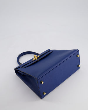 Hermès HSS Kelly 25 Sellier Verso Bag in Bleu Encre Chèvre Mysore Leather & Rose Mexico Interior with Brushed Gold Hardware