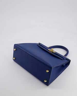 Hermès HSS Kelly 25 Sellier Verso Bag in Bleu Encre Chèvre Mysore Leather & Rose Mexico Interior with Brushed Gold Hardware